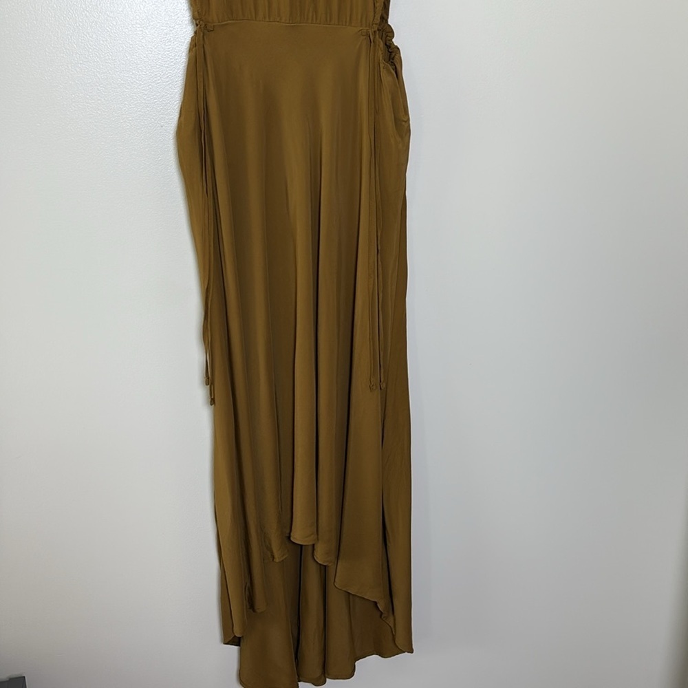 A New Day Brown Midi Dress Lightweight Cutout asymmetrical Hem‎ Tie Back Size M - Picture 3 of 15